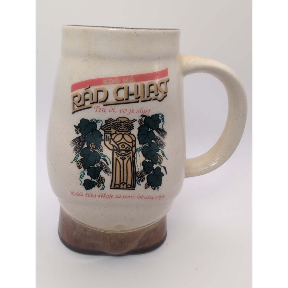 Czech Stoneware  Beer Stein Radegast Slovic God Of Hospitality Drinking Mug